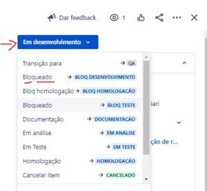 Alteração manual do status da tarefa